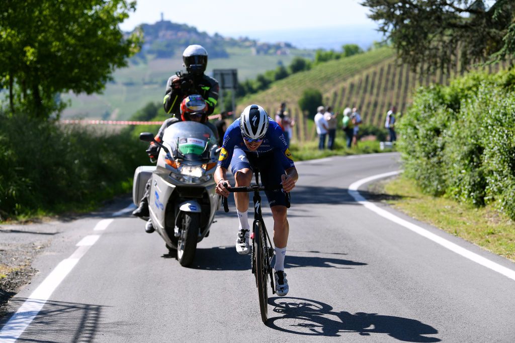 STRADELLA ITALY MAY 27 Remi Cavagna of France and Team Deceuninck QuickStep attacks on breakaway during the 104th Giro dItalia 2021 Stage 18 a 231km stage from Rovereto to Stradella Public Fans UCIworldtour girodiitalia Giro on May 27 2021 in Stradella Italy Photo by Tim de WaeleGetty Images