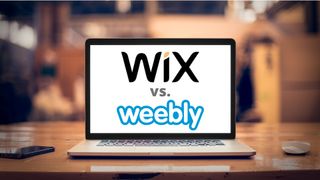 Wix and Weebly logo on an opened laptop screen
