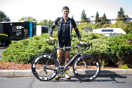 Phil Gaimon with his Tour of California milk and cookies Diamondback Podium