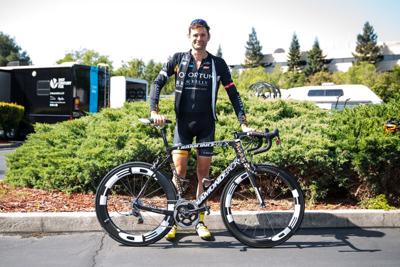 Phil Gaimon with his Tour of California milk and cookies Diamondback Podium