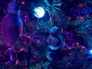 BB-8 ornament hanging in the Romero's tree