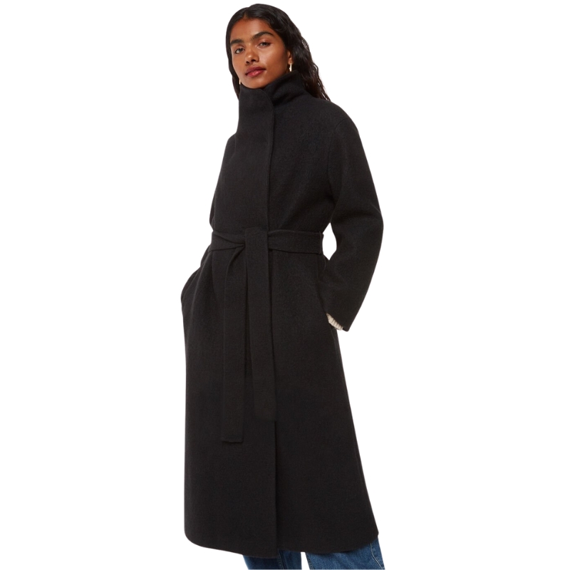 Whistles, Black Petite Morgan Funnel Neck Coat