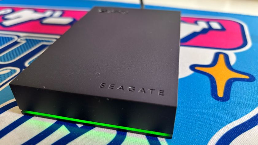 The bright LED lighting on the front of the Seagate Game Drive for Xbox.