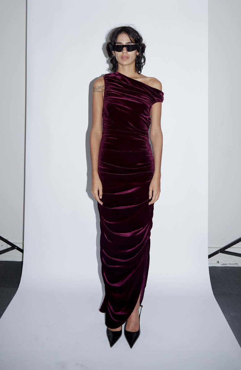 Draped Velvet Dress