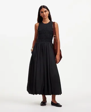 madewell, Melody gesmoktes Midikleid mit Blasensaum aus Popeline