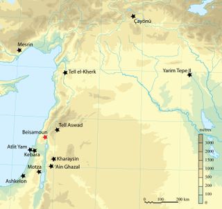 The ancient village of Beisamoun (red star) is located in what is now Israel.