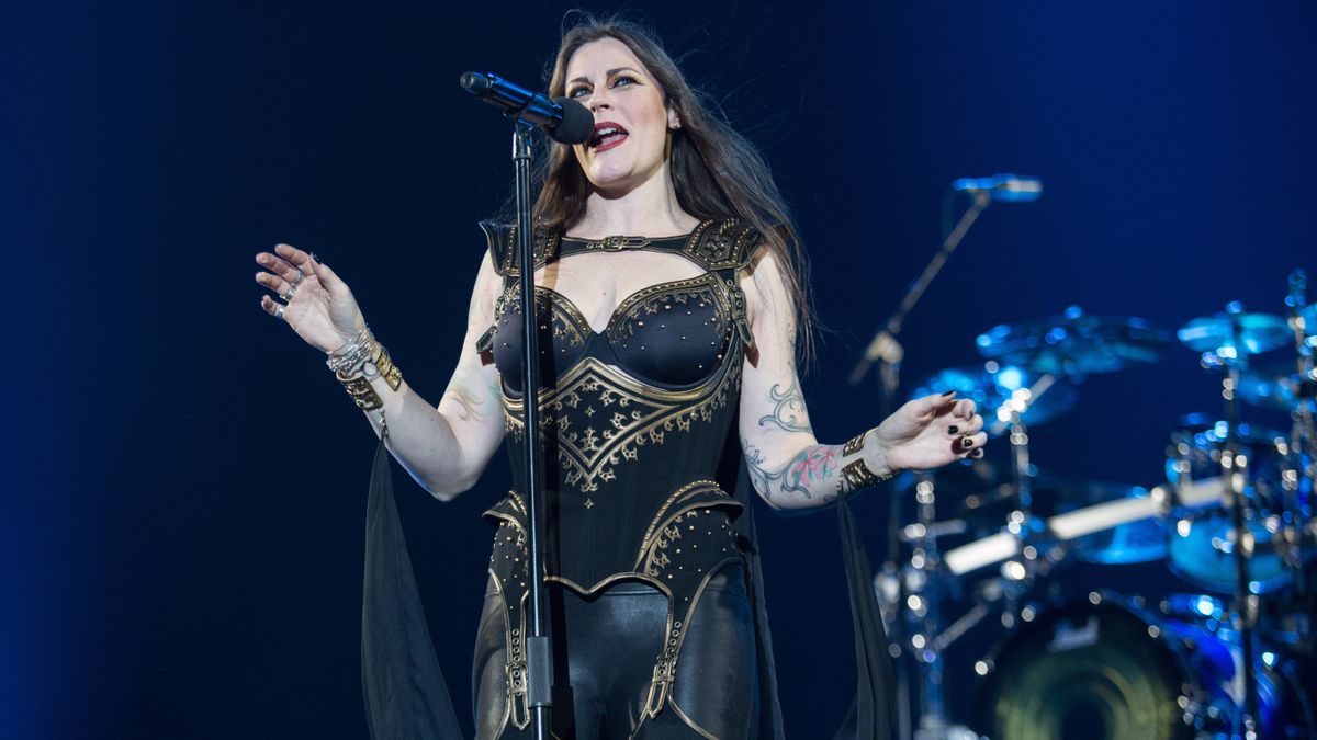 Nightwish frontman Floor Jansen performing on stage