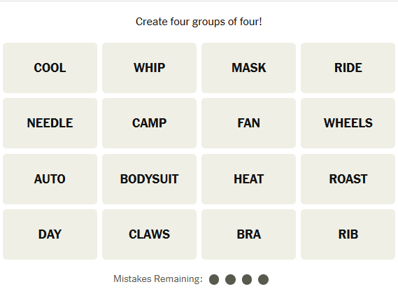 The New York Times Connections puzzle on April 16, 2026