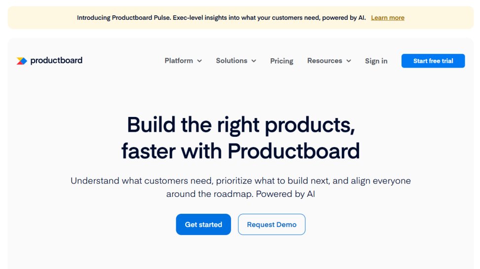Productboard website screenshot (June 2025)