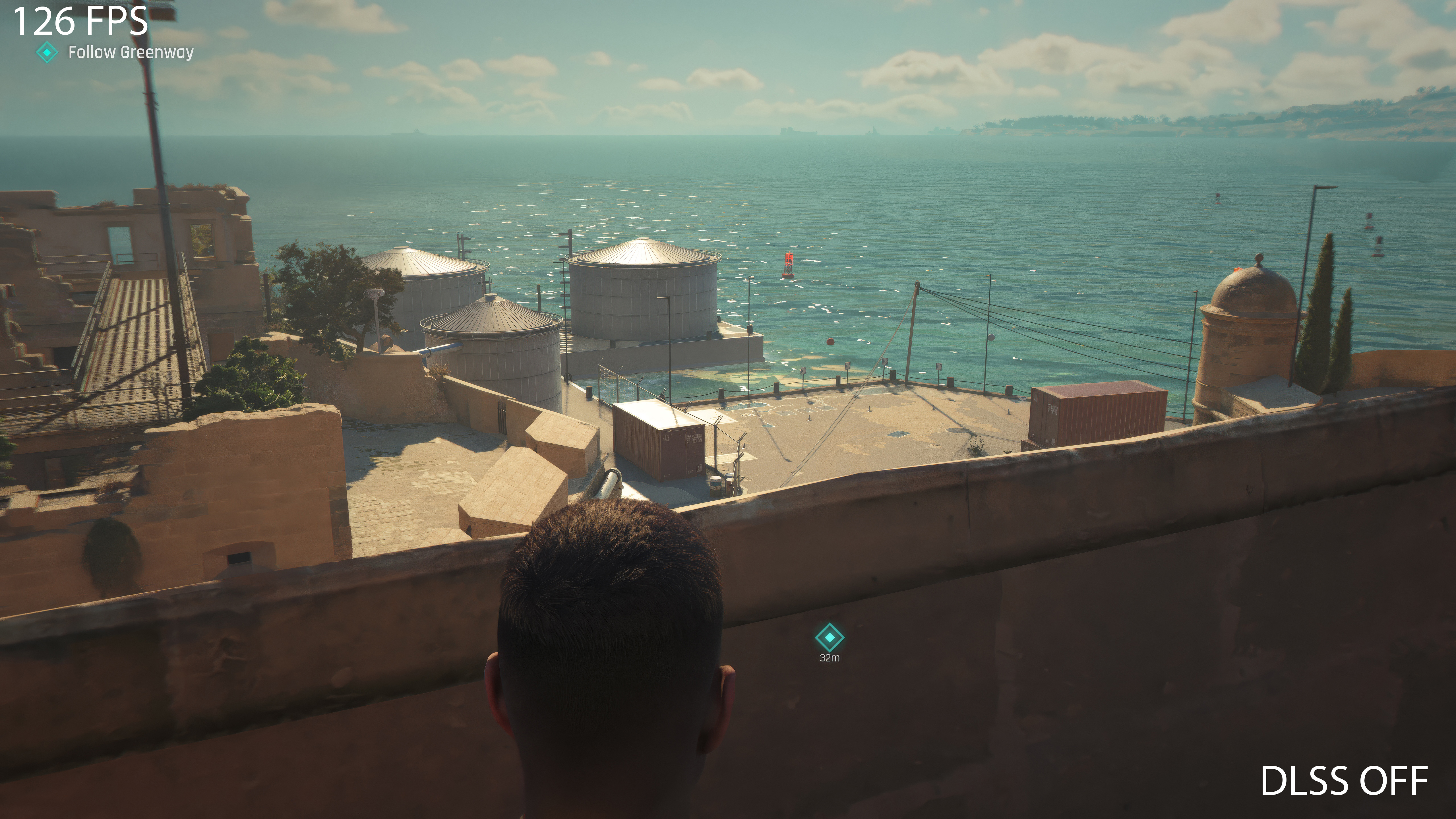 Screenshot of the game 007 First Light running on an Nvidia GeForce graphics card