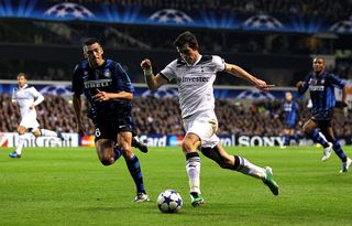 The 10 most difficult Champions League Groups of Death EVER: Gareth Bale of Spurs takes on Lucio of Inter Milan during the UEFA Champions League Group A match between Tottenham Hotspur and Inter Milan at White Hart Lane on November 2, 2010 in London, England.