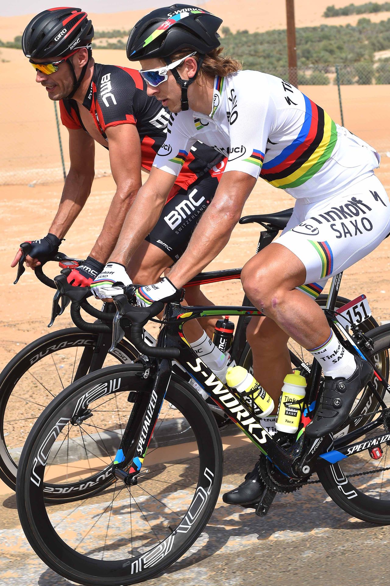 Peter Sagan talks to Manuel Quinziato