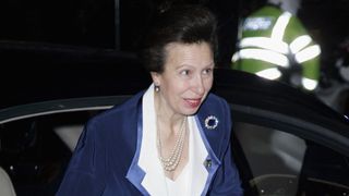 Princess Anne, Princess Royal as President of the Princess Royal Trust for Carers arrives in her Bentley car for a charity dinner at Les Ambassadeurs Club restaurant in London on December 19, 2006 in London, England.