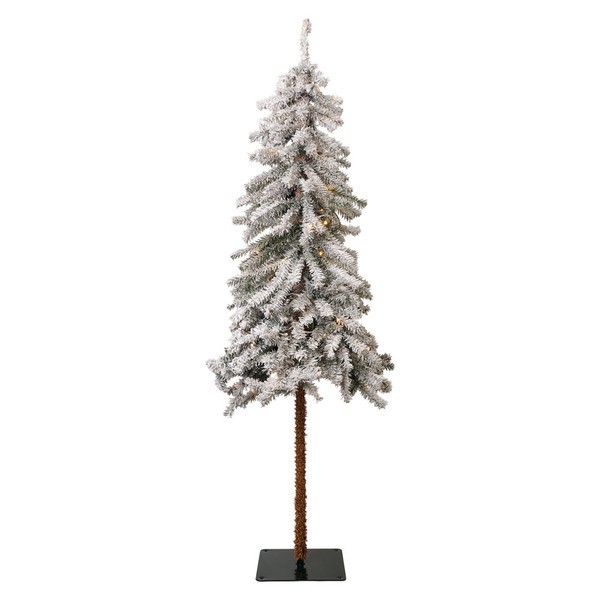 Merry Moments LED Flocked Alpine Trees, Single 5ft