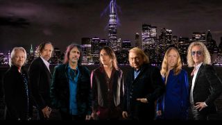 Foreigner photoshopped onto a story Manhattan skyline