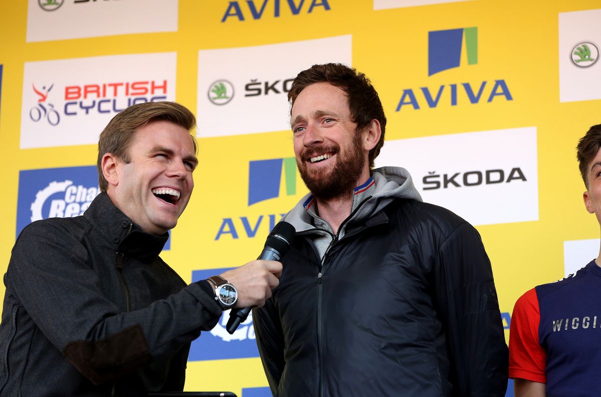 Sir Bradley Wiggins on stage at the team presentation