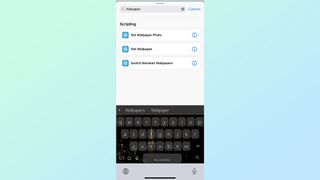 Image of a screenshot of Wallpaper shortcuts on an iPhone