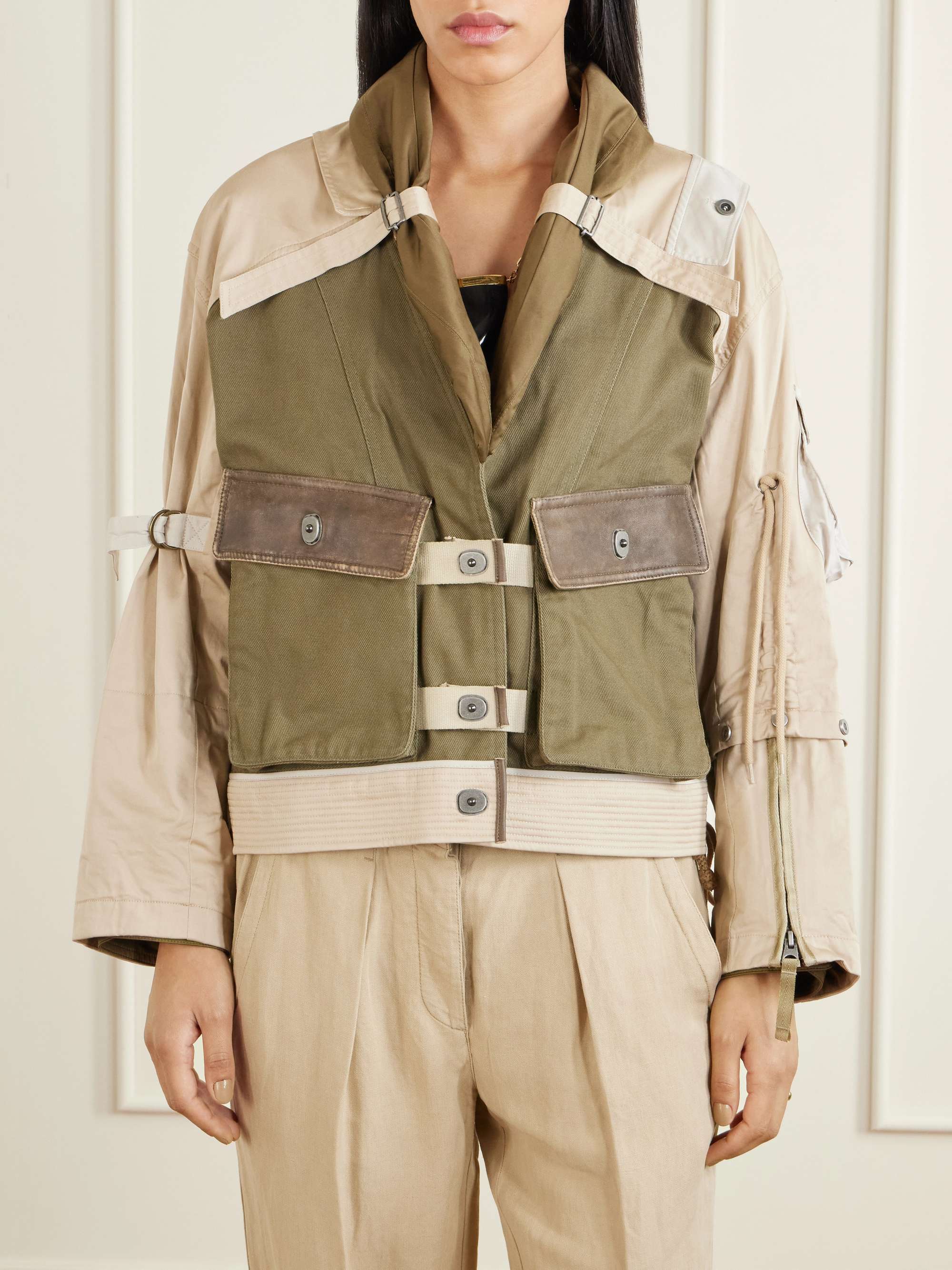 Julissa Leather-Trimmed Organic Cotton Jacket