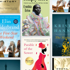 a collage of book covers of novels and memoirs on sale during prime 2026 including the nightingale parable of the sower and more