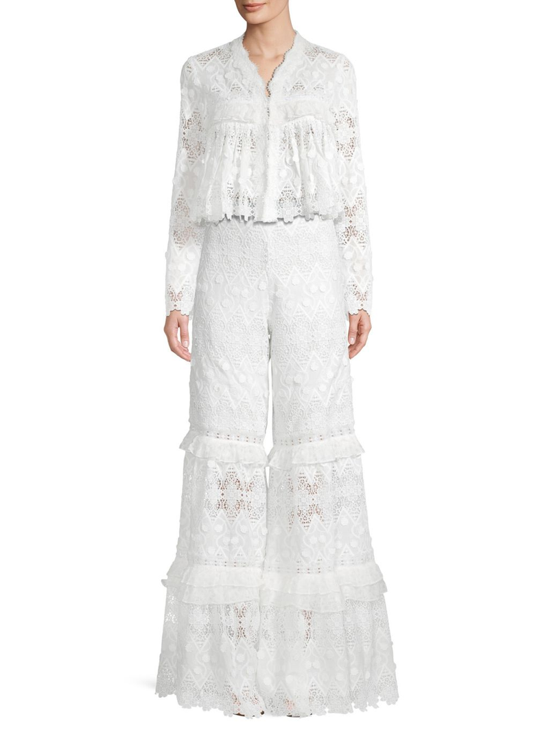Clothing, White, Dress, Gown, Sleeve, Outerwear, Lace, Fashion, Ruffle, Waist,