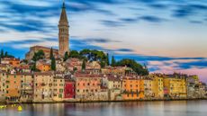 The fishing port of Rovinj in Istria, Croatia, at sunset