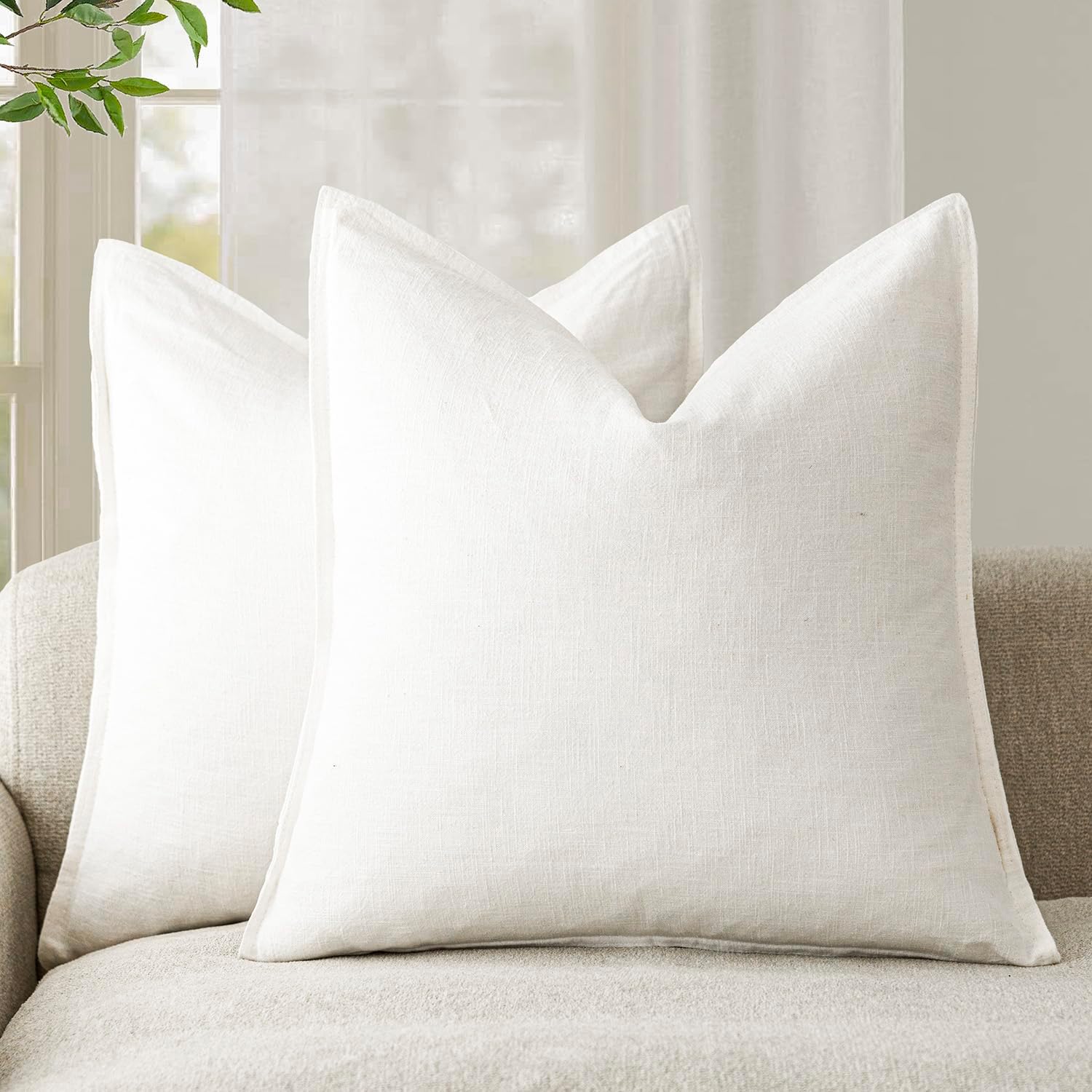 Foindtower, Pack of 2,Decorative Linen Throw Pillow Covers