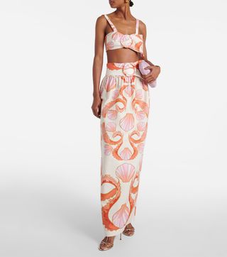 Seashell printed cotton bra top