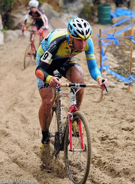 Adam Myerson (SmartStop-Mock Orange Bikes p/b Ridley) racing on the beach at Gloucester, MA