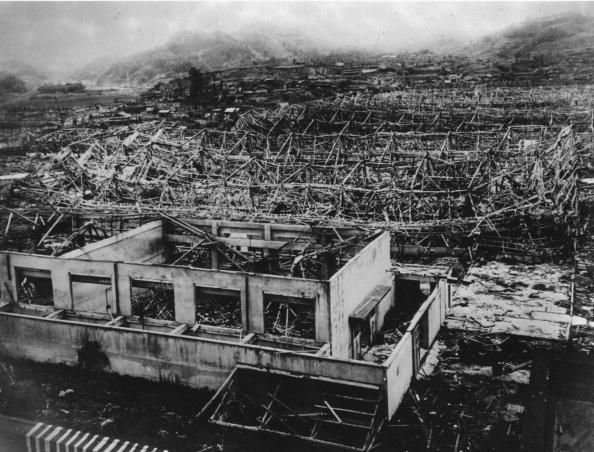 The damage at Hiroshima, Japan, after the atomic bomb was dropped.