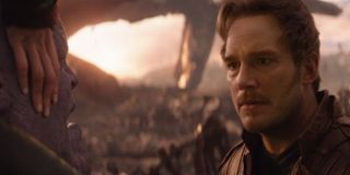 Star-Lord learning of Gamora's death in Avengers: Infinity War