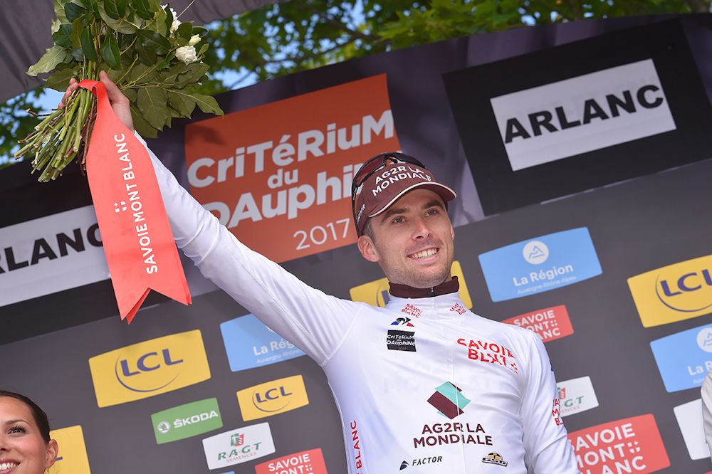 Pierre Latour in the white jersey of best young rider
