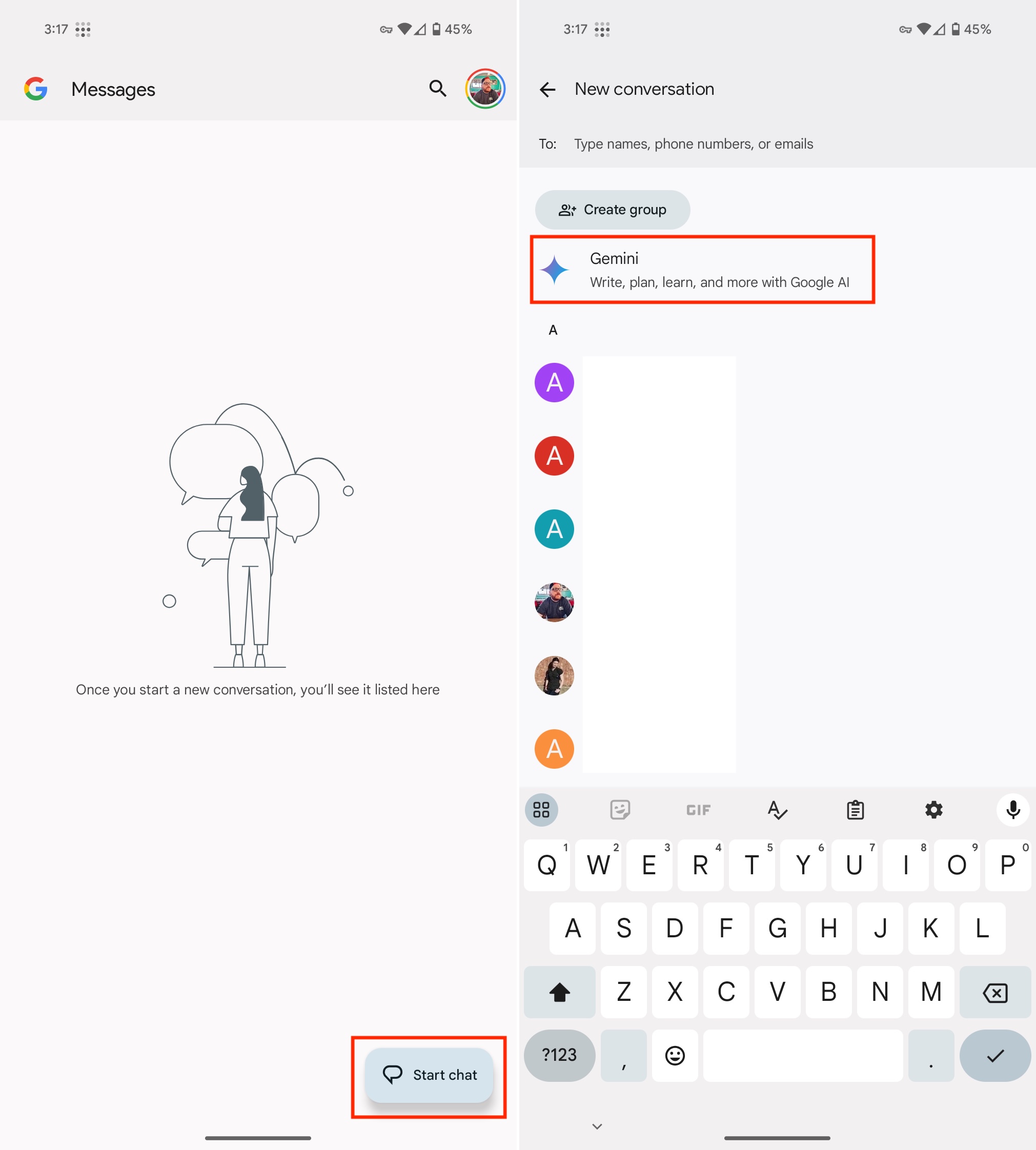 How to use Gemini with Google Messages