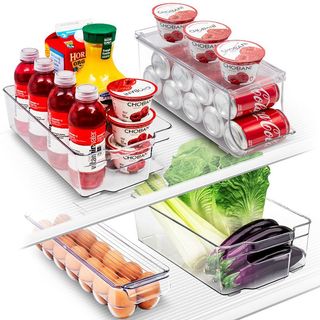Sorbus Fridge Bins and Freezer Bins Refrigerator Organizer Stackable Storage Containers BPA-Free Drawer Organizers for Freezer and Pantry (Pack of 4)