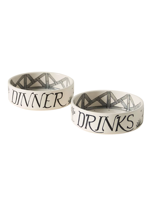 Pottery Dinner & Drinks Dog Bowl Set