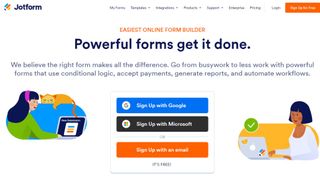 Website screenshot for Jotform October 2024