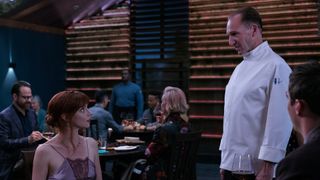 Anya Taylor-Joy and Ralph Fiennes in The Menu