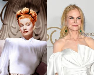Lucille Ball and Nicole Kidman, who will be playing her in Being the Ricardos