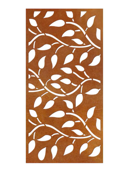 Weathered Steel Decorative Screen Panel in Rust 