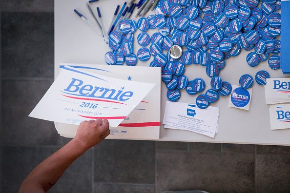 Bernie Sanders 2016 campaign buttons.