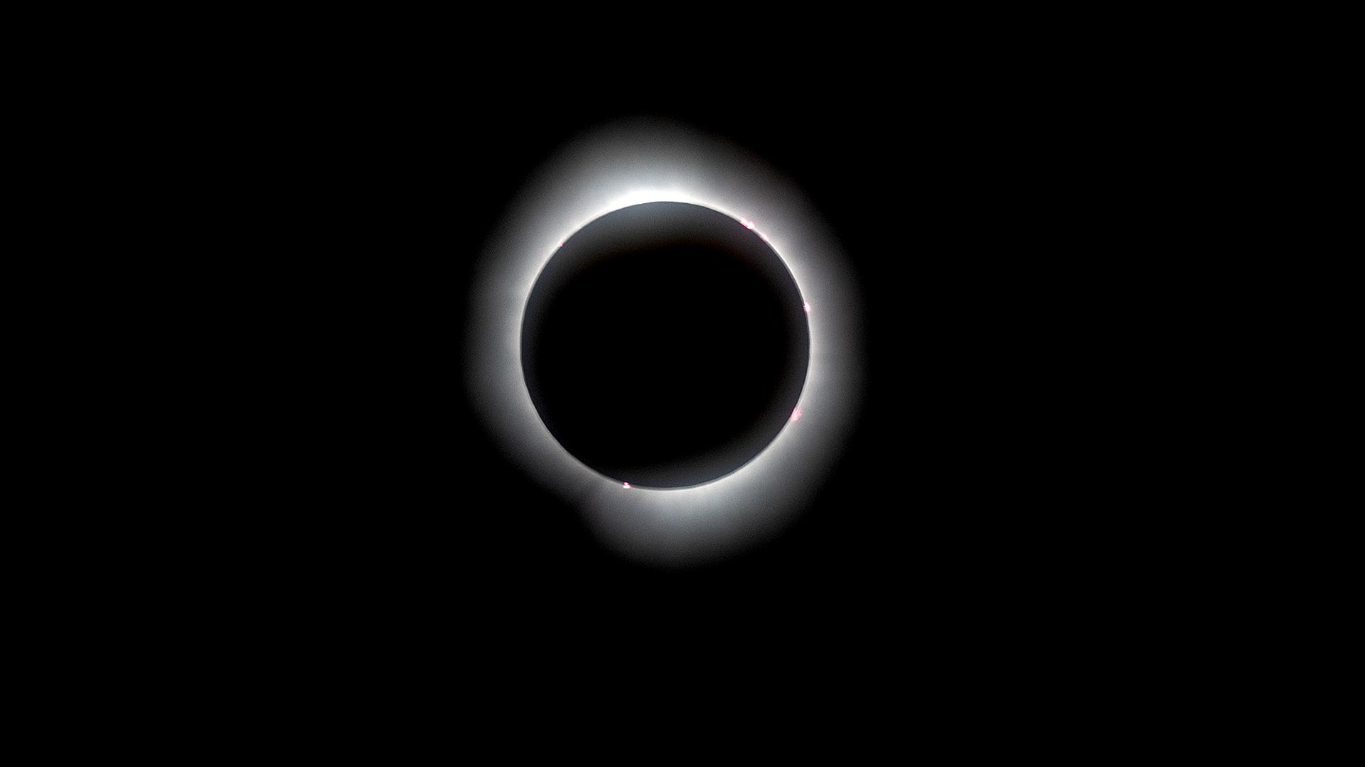 La luna eclipsa al sol en un eclipse solar total el 8 de abril de 2024, visto desde SUNY Potsdam, Nueva York.