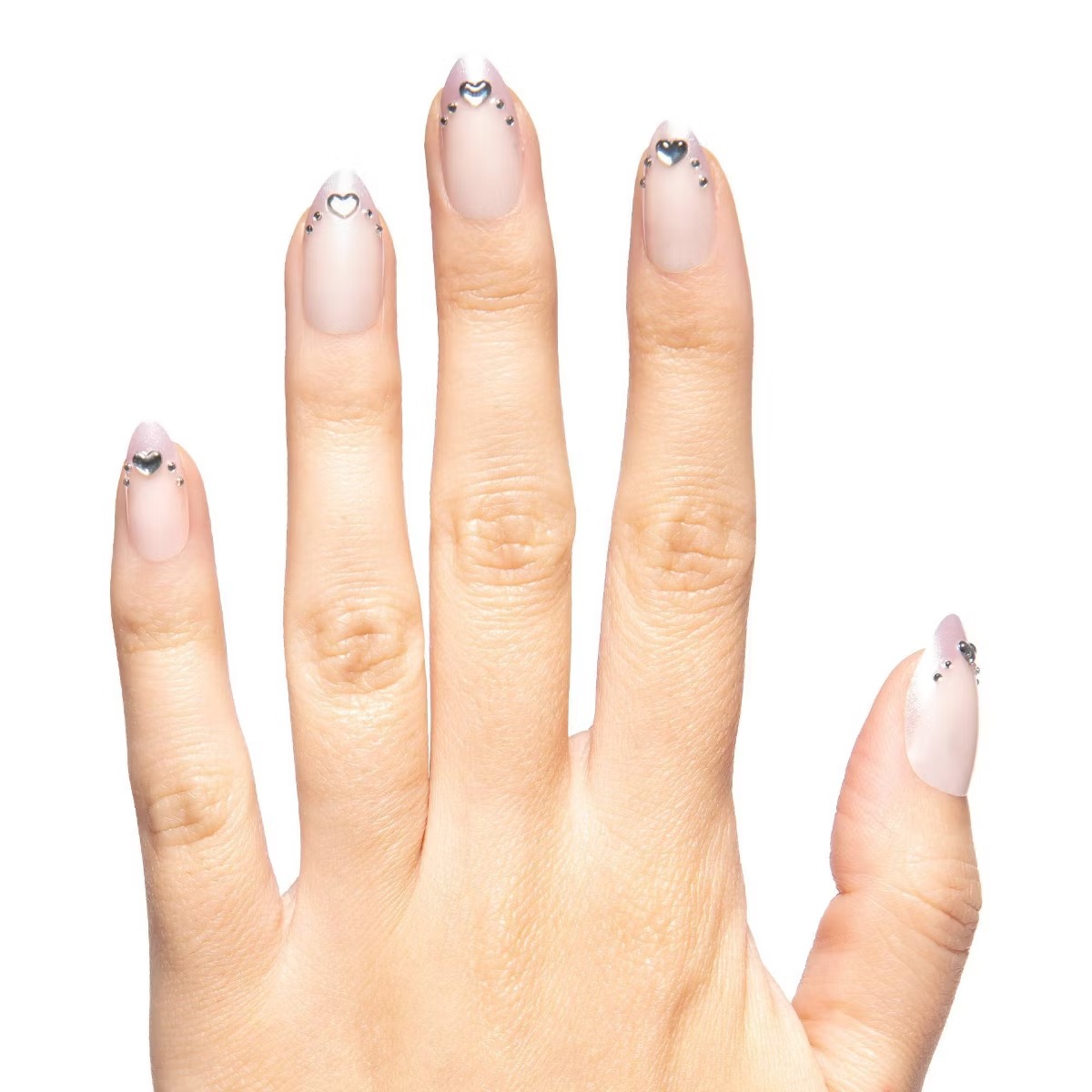 Olive U0026#38; June Press-On Fake Nails - Maximalist Jewelry - M Almond - Jeweled French - 42ct