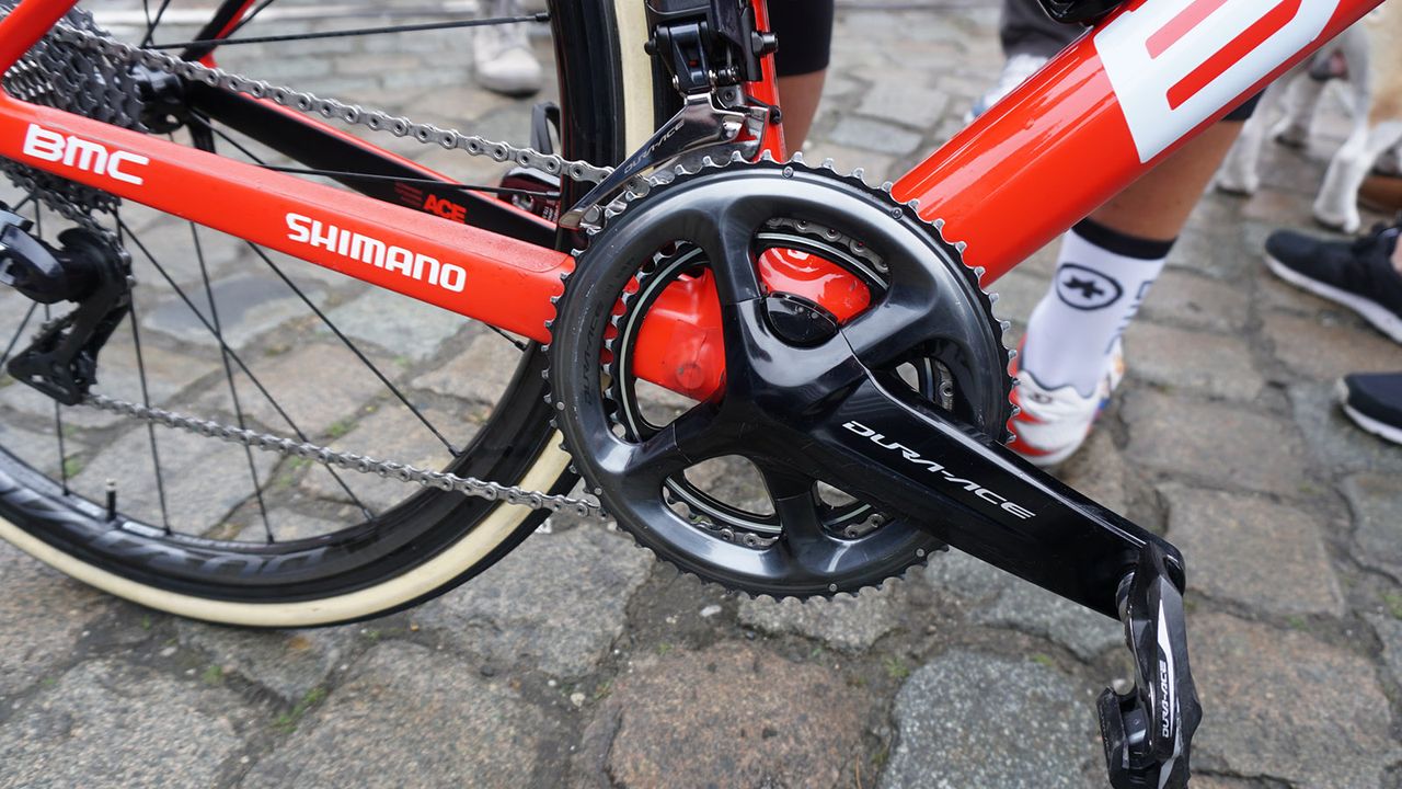 Like all the BMC Racing riders, Drucker's Teammachine was equipped with a Shimano R9100-P power meter