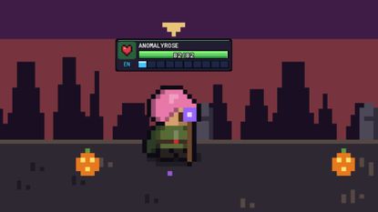A pixelated pink-haired mage heads out on an adventure in Pixel Lineage on Roblox.