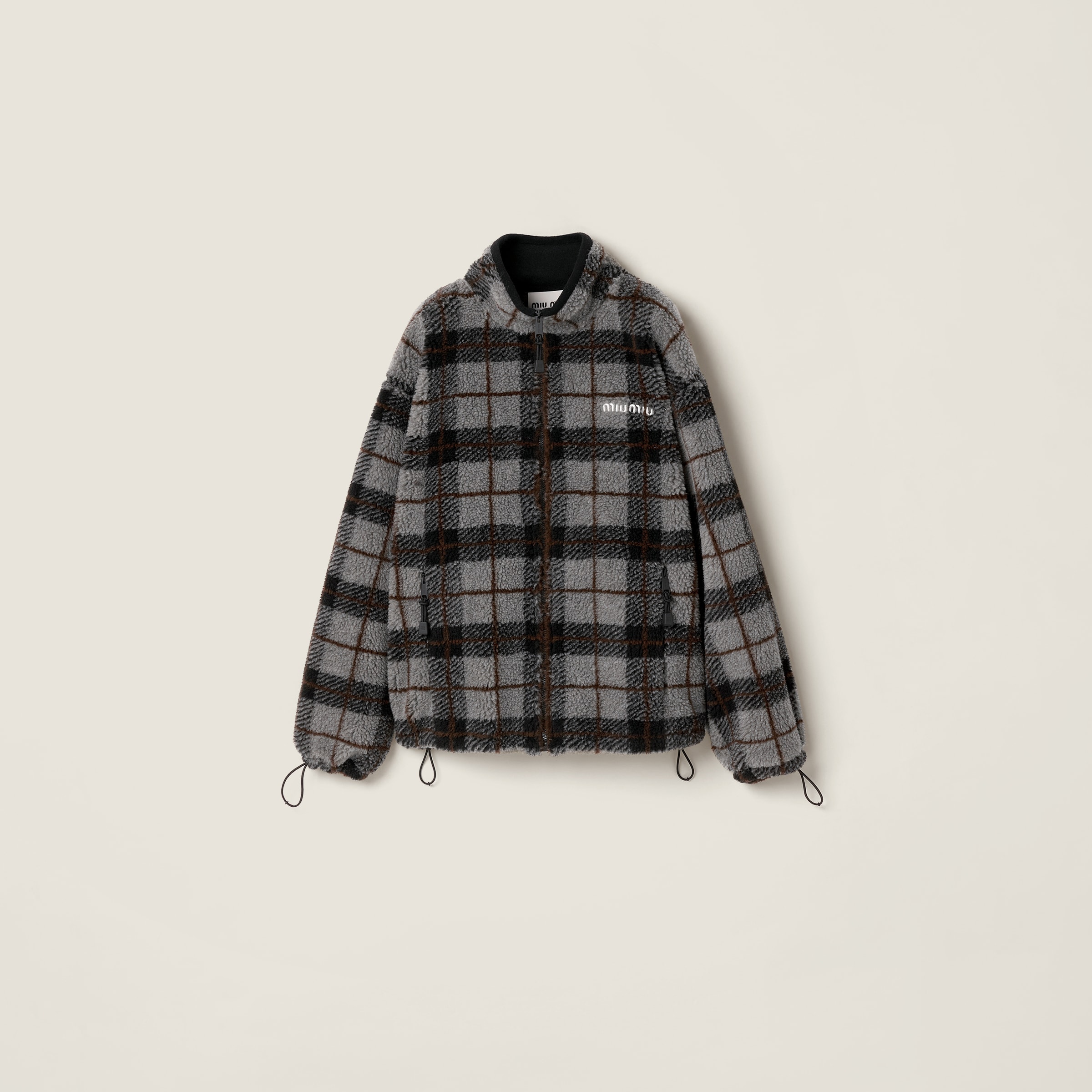 Checked Teddy Zipper Jacket