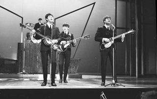 The Beatles onstage at London Palladium