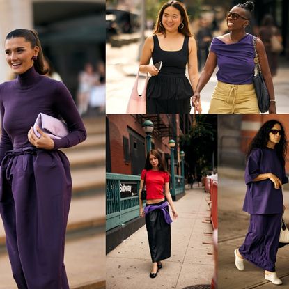 editors and influencers wearing purple during nyfw