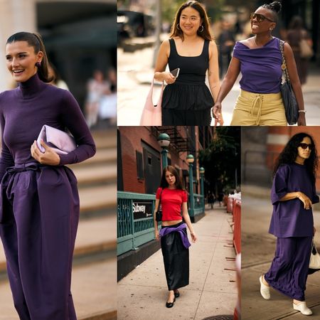 editors and influencers wearing purple during nyfw