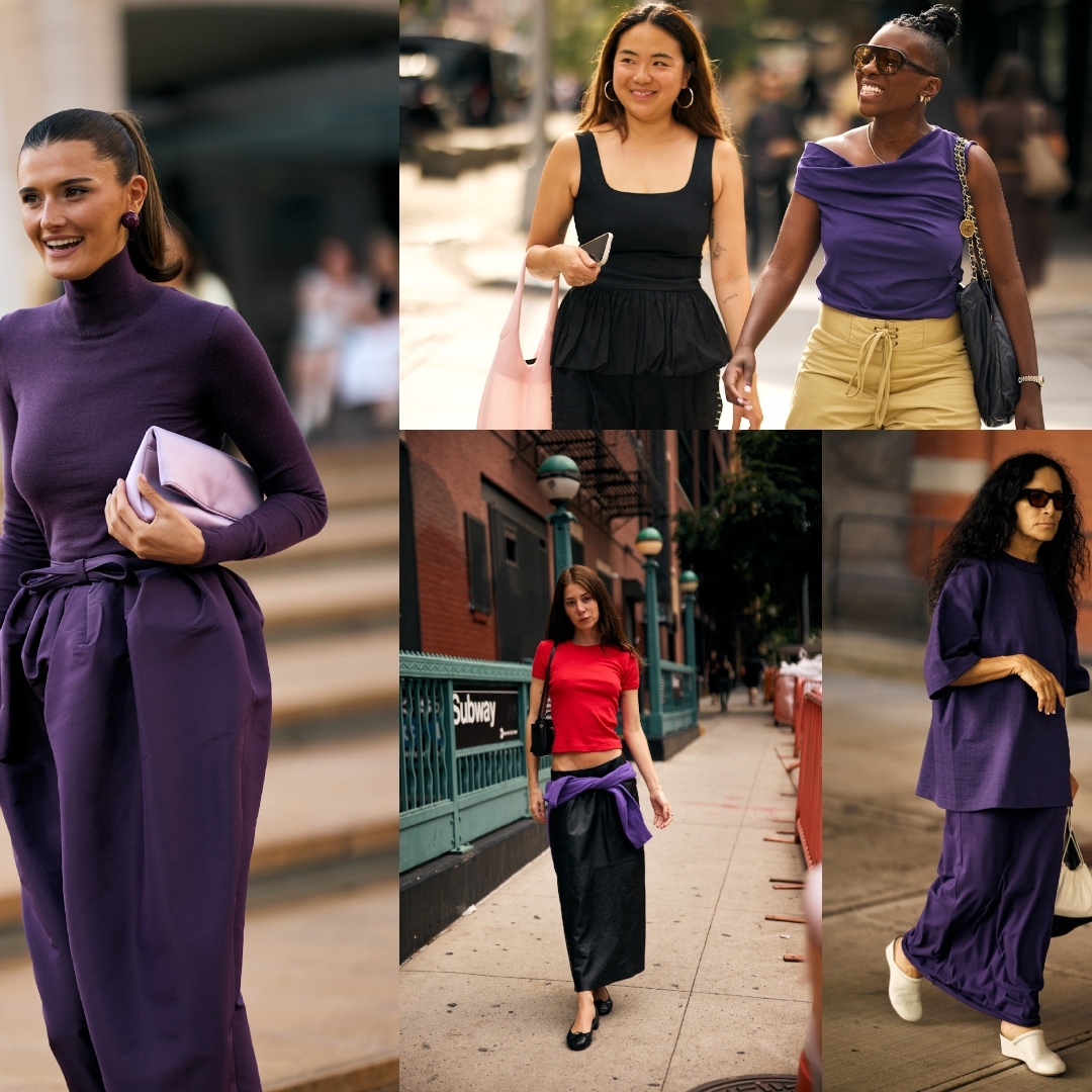 editors and influencers wearing purple during nyfw