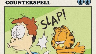 Garfield slaps Jon on a Counterspell card