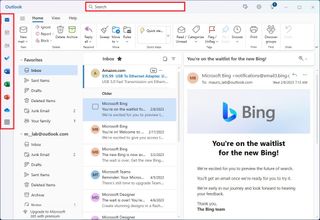 Outlook apps and search